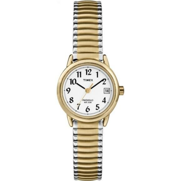 Timex Womens Easy Reader Watch Two Tone Expansion Band Light Up Dial Quartz - Picture 1 of 6